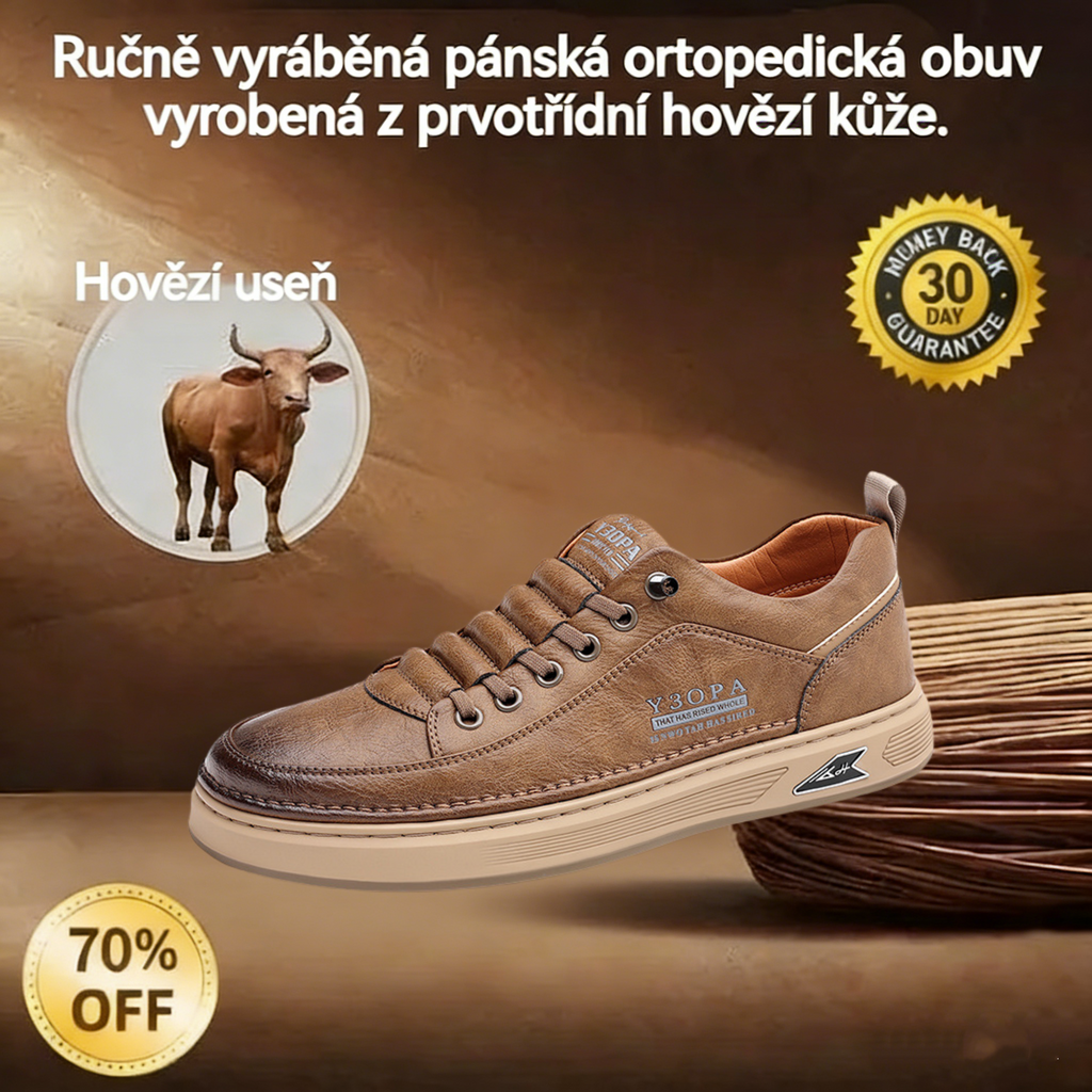 RENMIIX® | 🐂 Pánské kozačky z telecí kůže | Podpora klenby, úleva od bolesti, pohodlná chůze