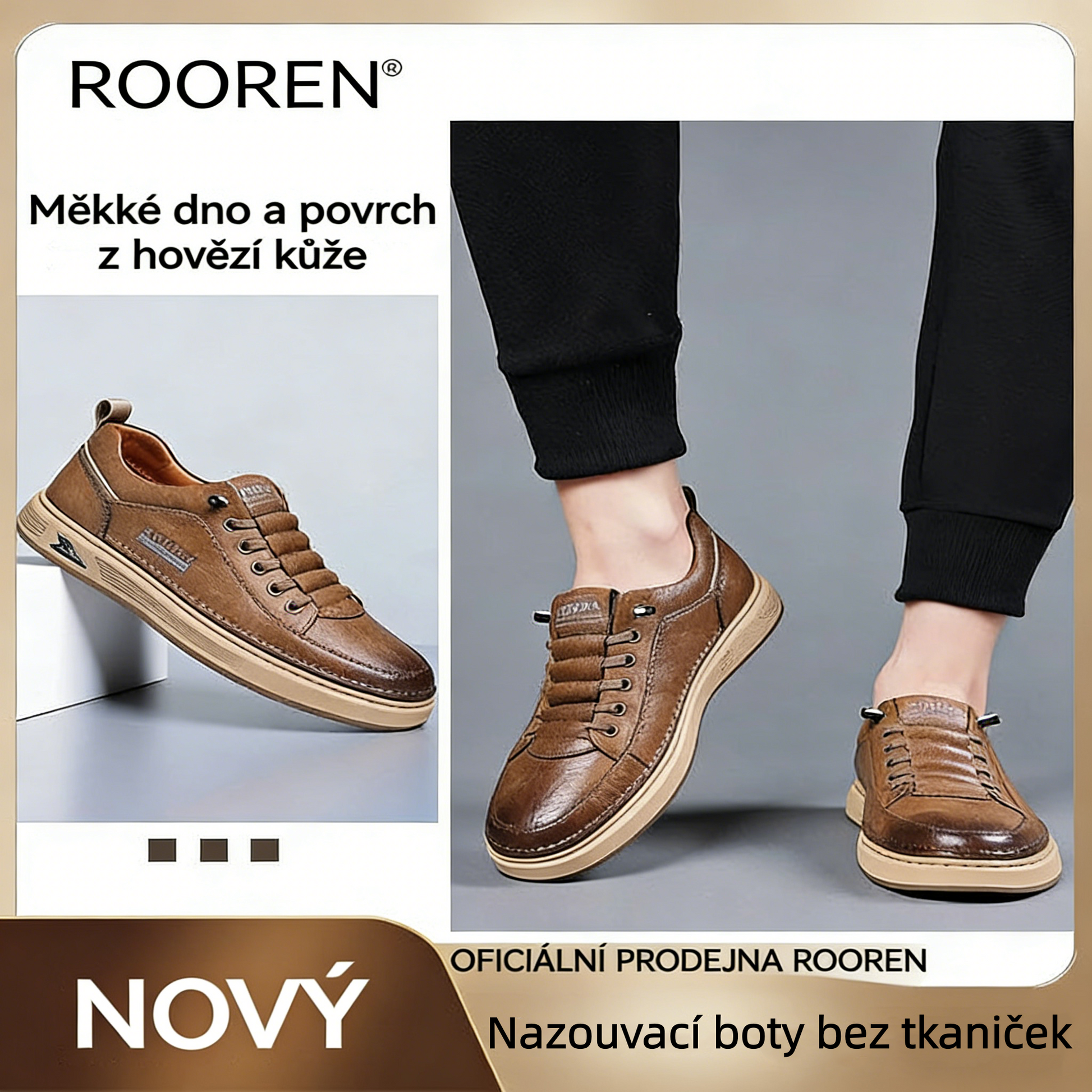 RENMIIX® | 🐂 Pánské kozačky z telecí kůže | Podpora klenby, úleva od bolesti, pohodlná chůze