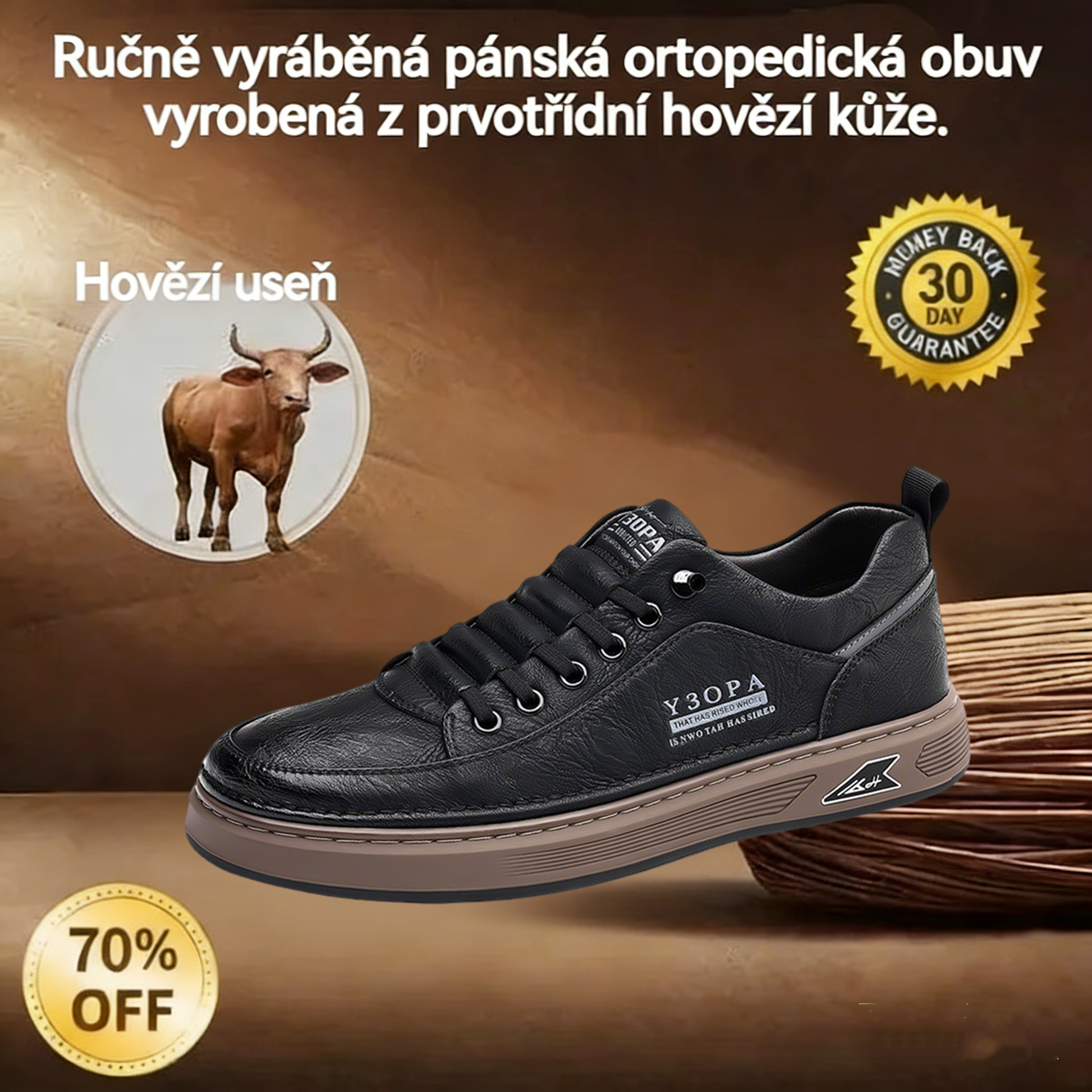RENMIIX® | 🐂 Pánské kozačky z telecí kůže | Podpora klenby, úleva od bolesti, pohodlná chůze