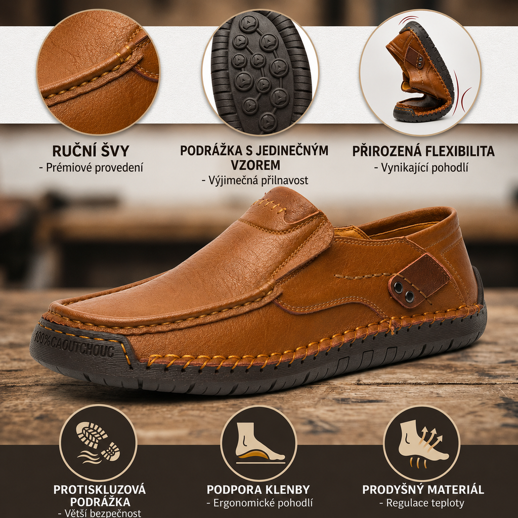 Prémiové kožené mokasíny - Pohodlí a styl - Ergonomický design s oporou klenby, voděodolné a protiskluzové. 🔥 Sleva 50 % po omezenou dobu!